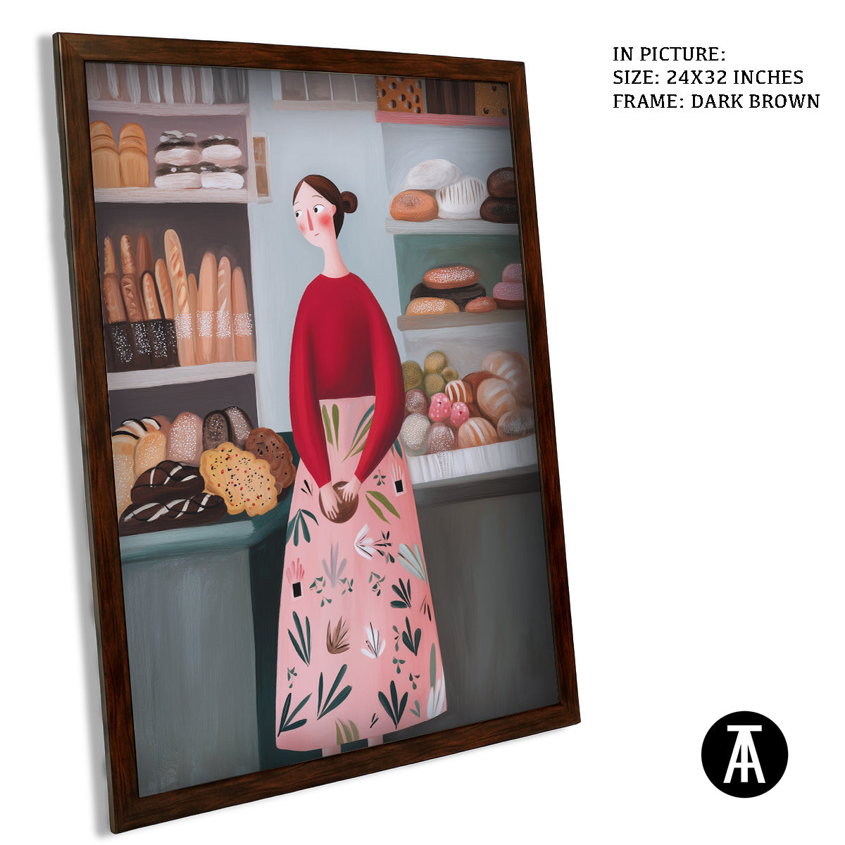 Artwork in Dark Brown Frame