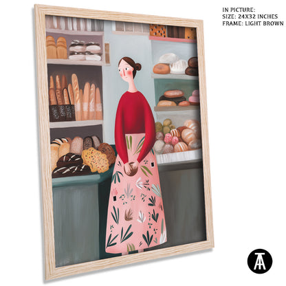 Artwork in Light Brown Frame