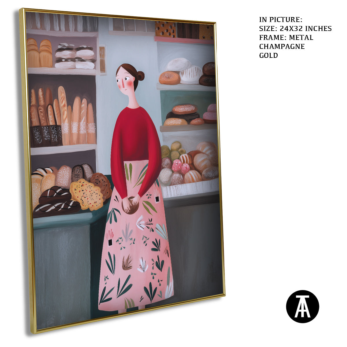 Artwork in Metal Champagne Gold Frame