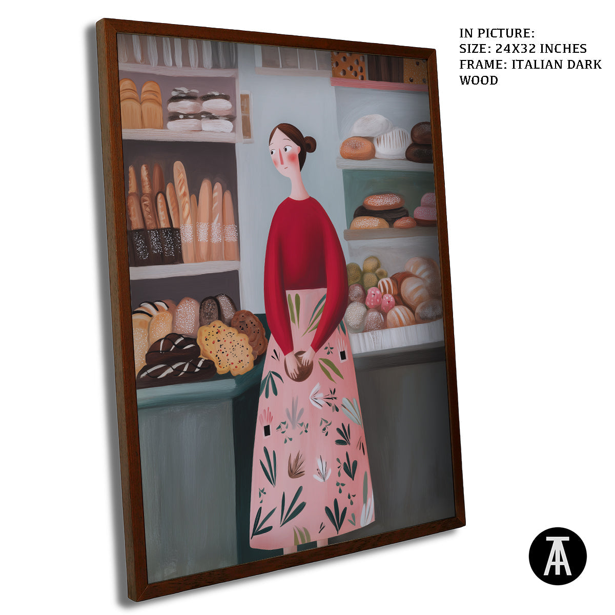 Artwork in Dark Wood Frame