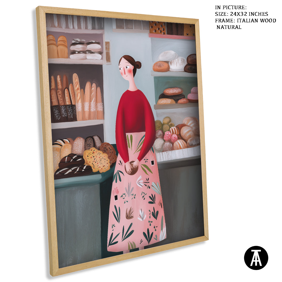 Artwork in Natural Wood Frame