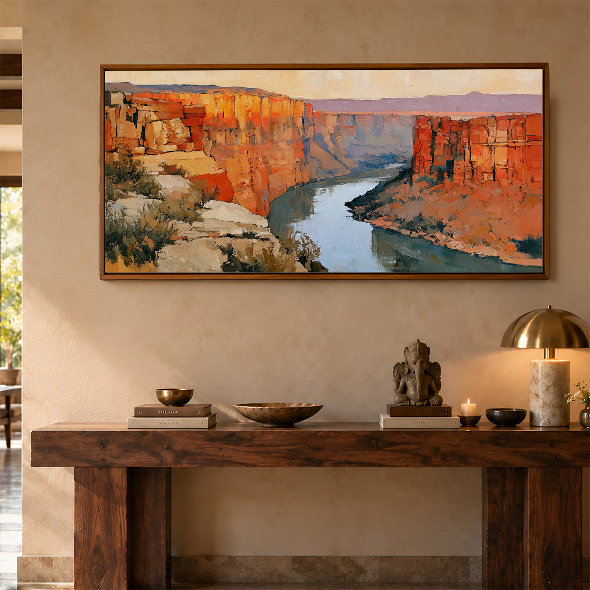 Panoramic Indian Painting in a Lifestyle Setting