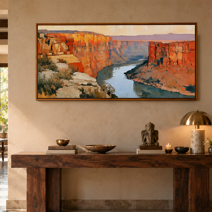 Panoramic Indian Painting in a Lifestyle Setting