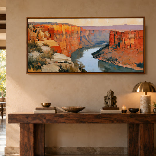 Panoramic Indian Painting in a Lifestyle Setting
