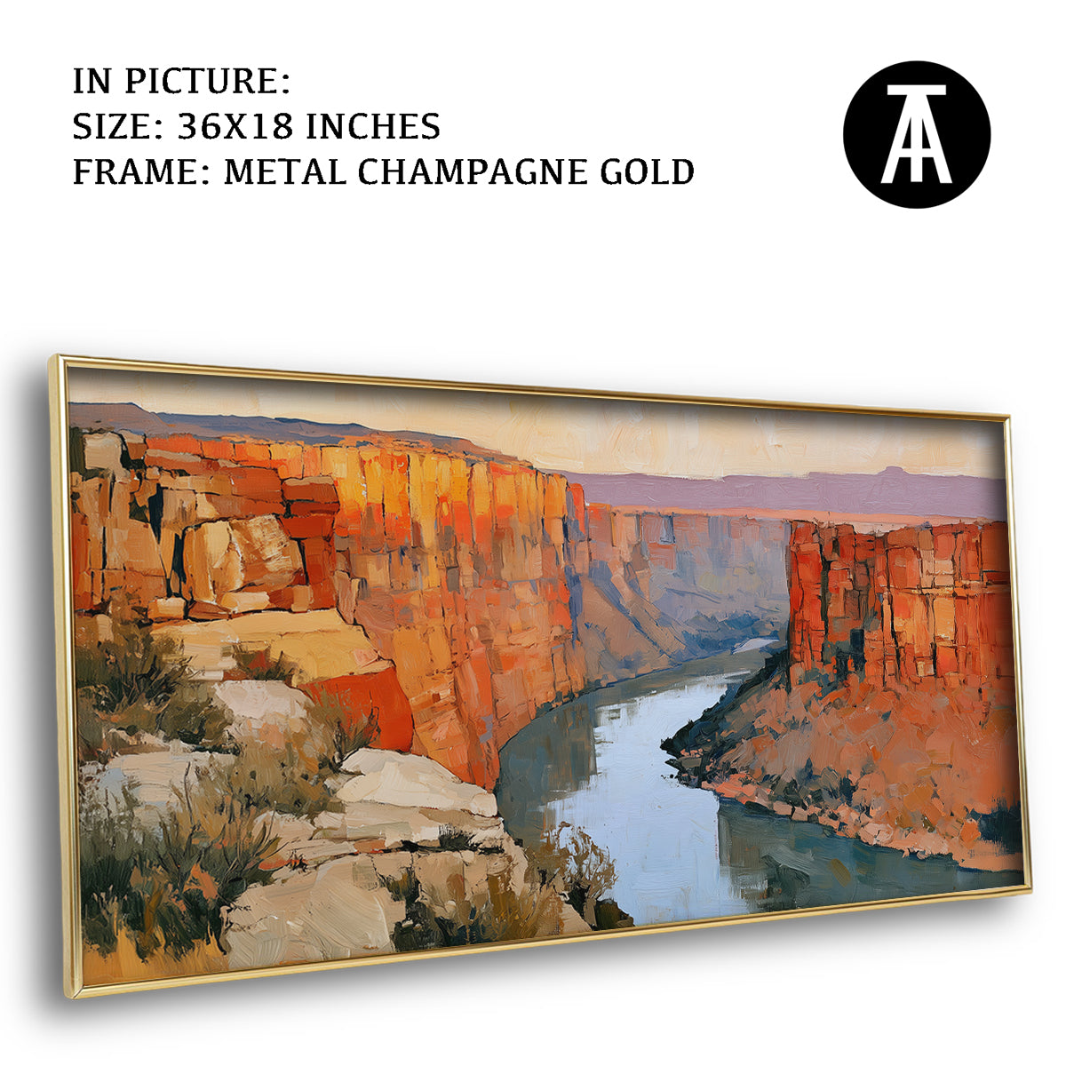 Artwork in Metal Champagne Gold Frame