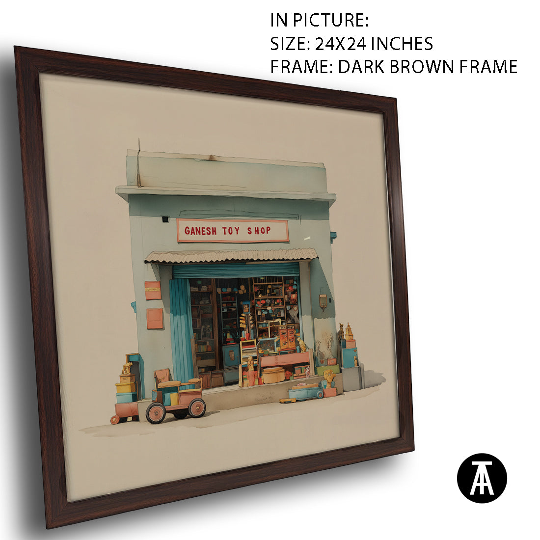 Artwork in Dark Brown Frame