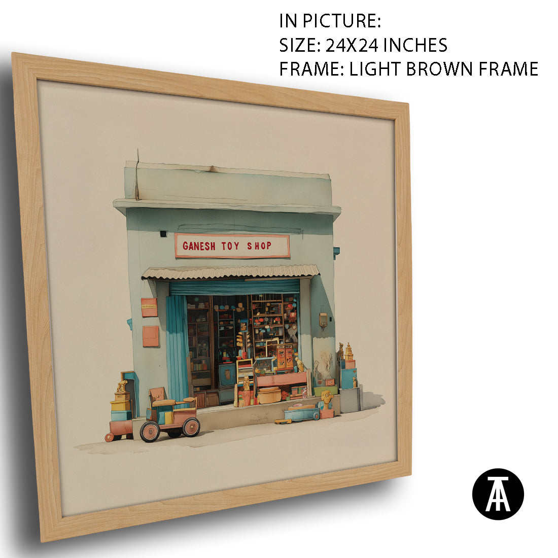 Artwork in Light Brown Frame