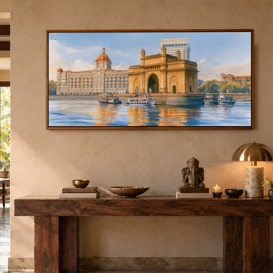 Panoramic Indian Painting in a Lifestyle Setting