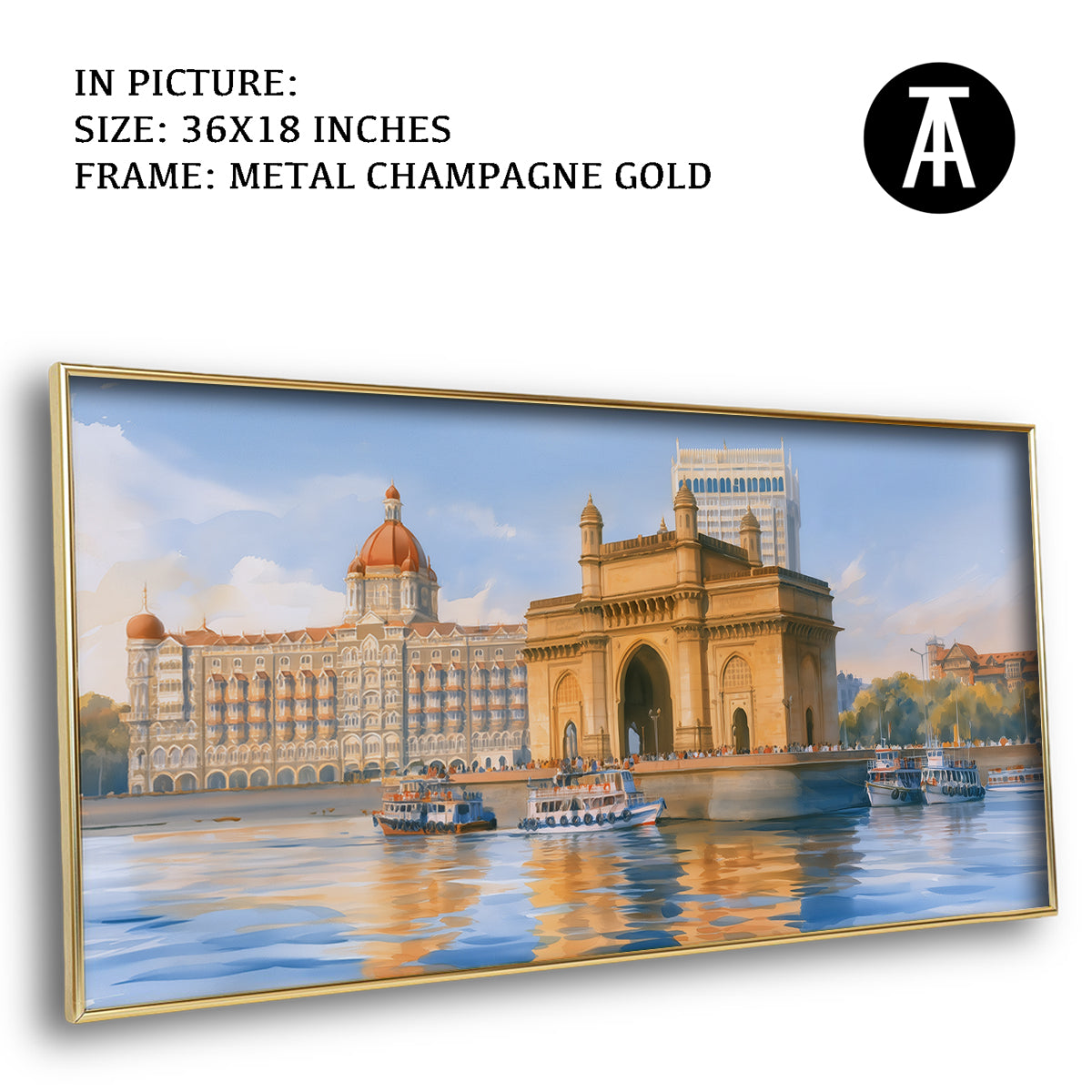 Artwork in Metal Champagne Gold Frame