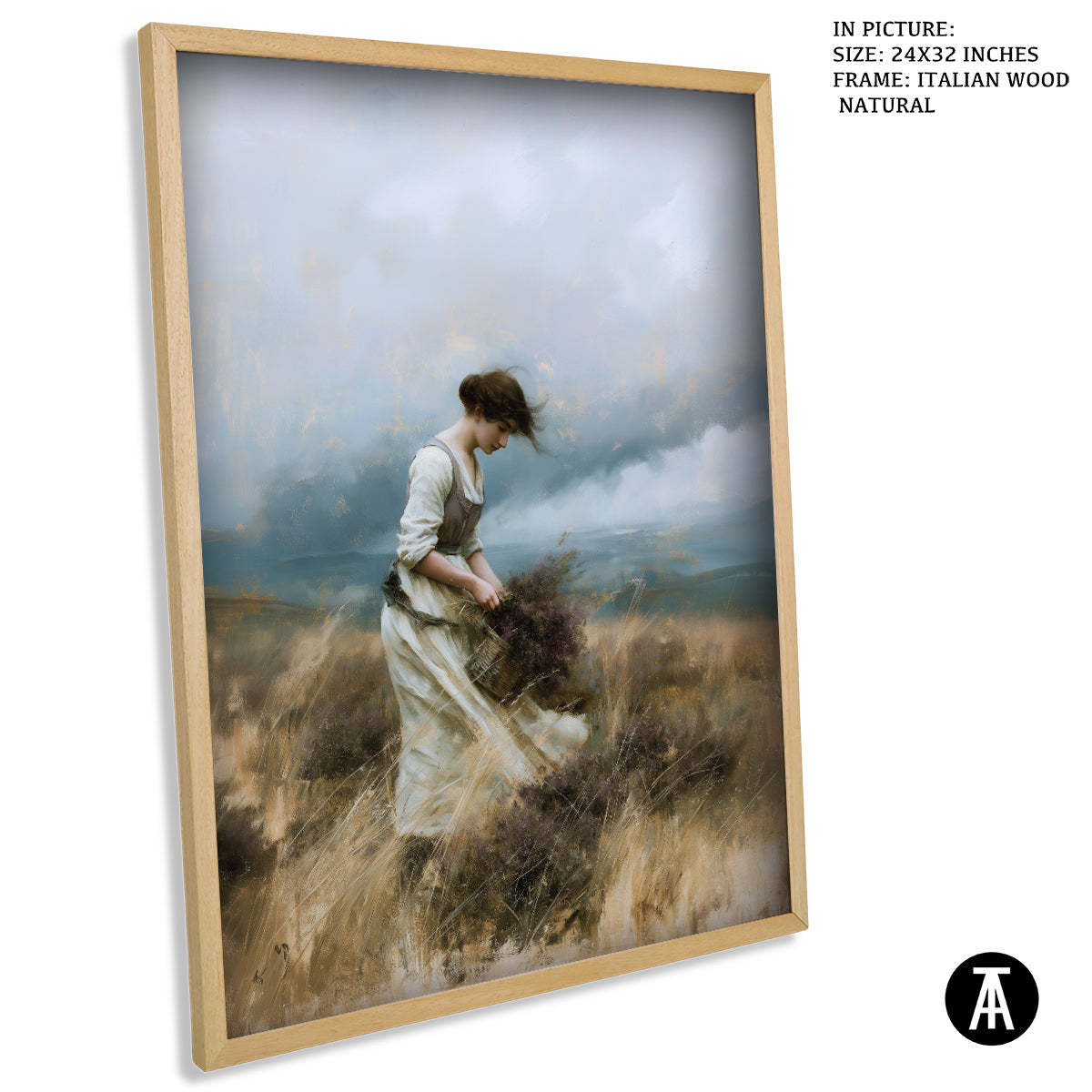Artwork in Natural Wood Frame