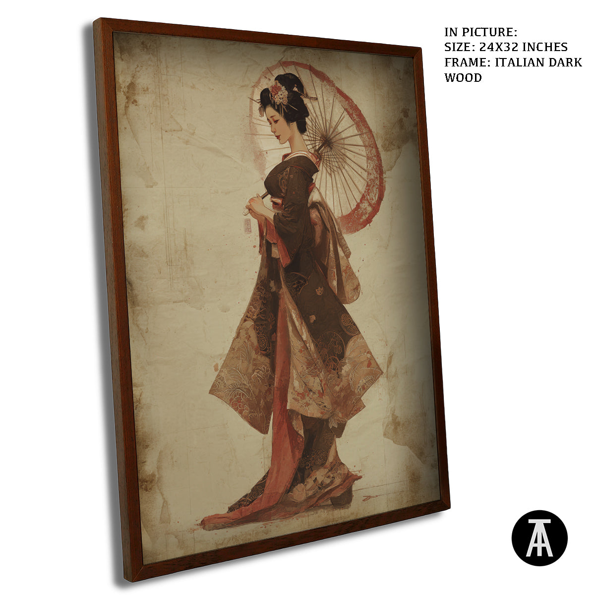 Artwork in Dark Wood Frame