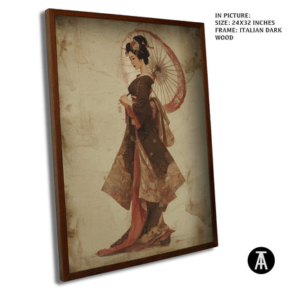 Artwork in Dark Wood Frame