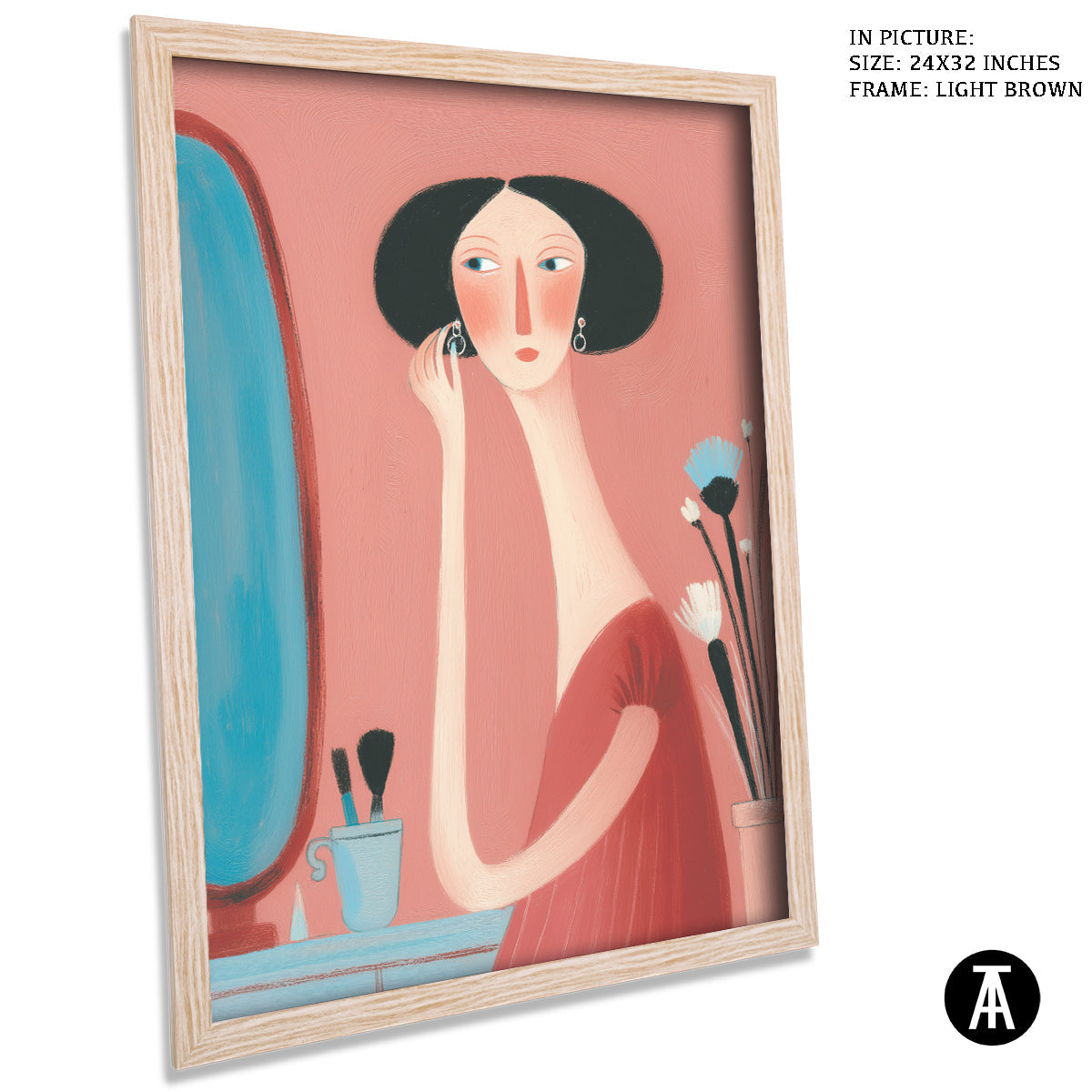 Artwork in Light Brown Frame