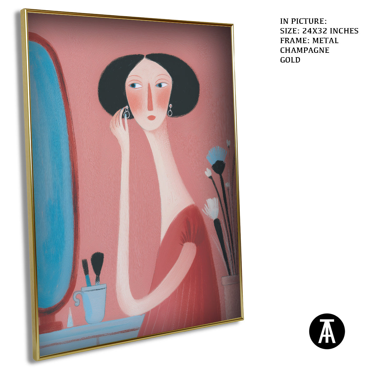 Artwork in Metal Champagne Gold Frame