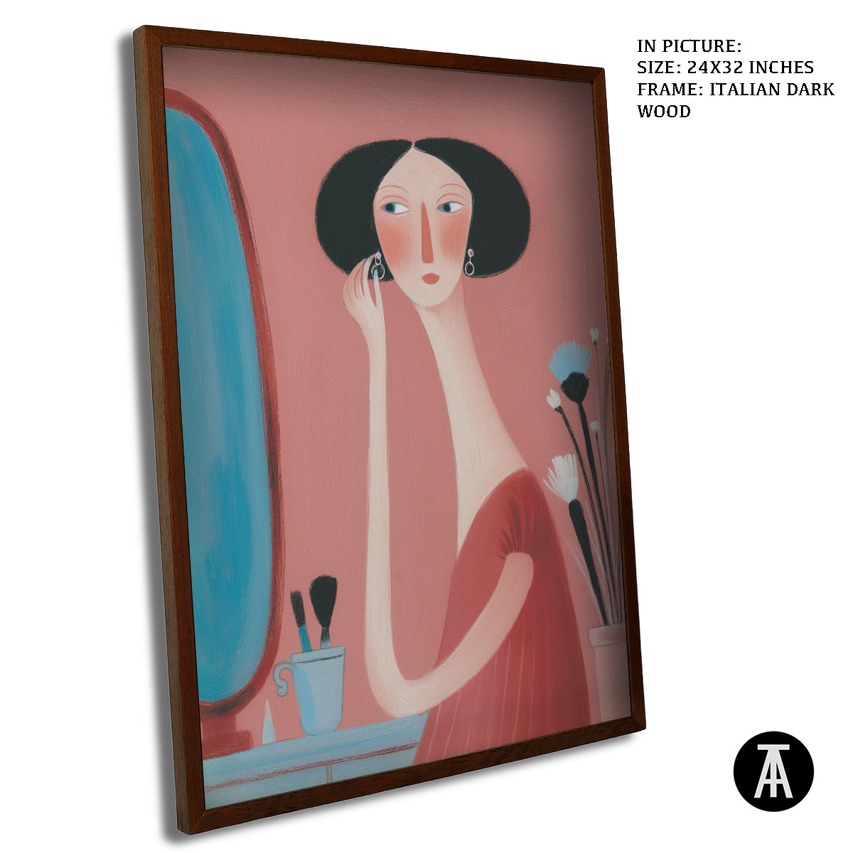 Artwork in Dark Wood Frame