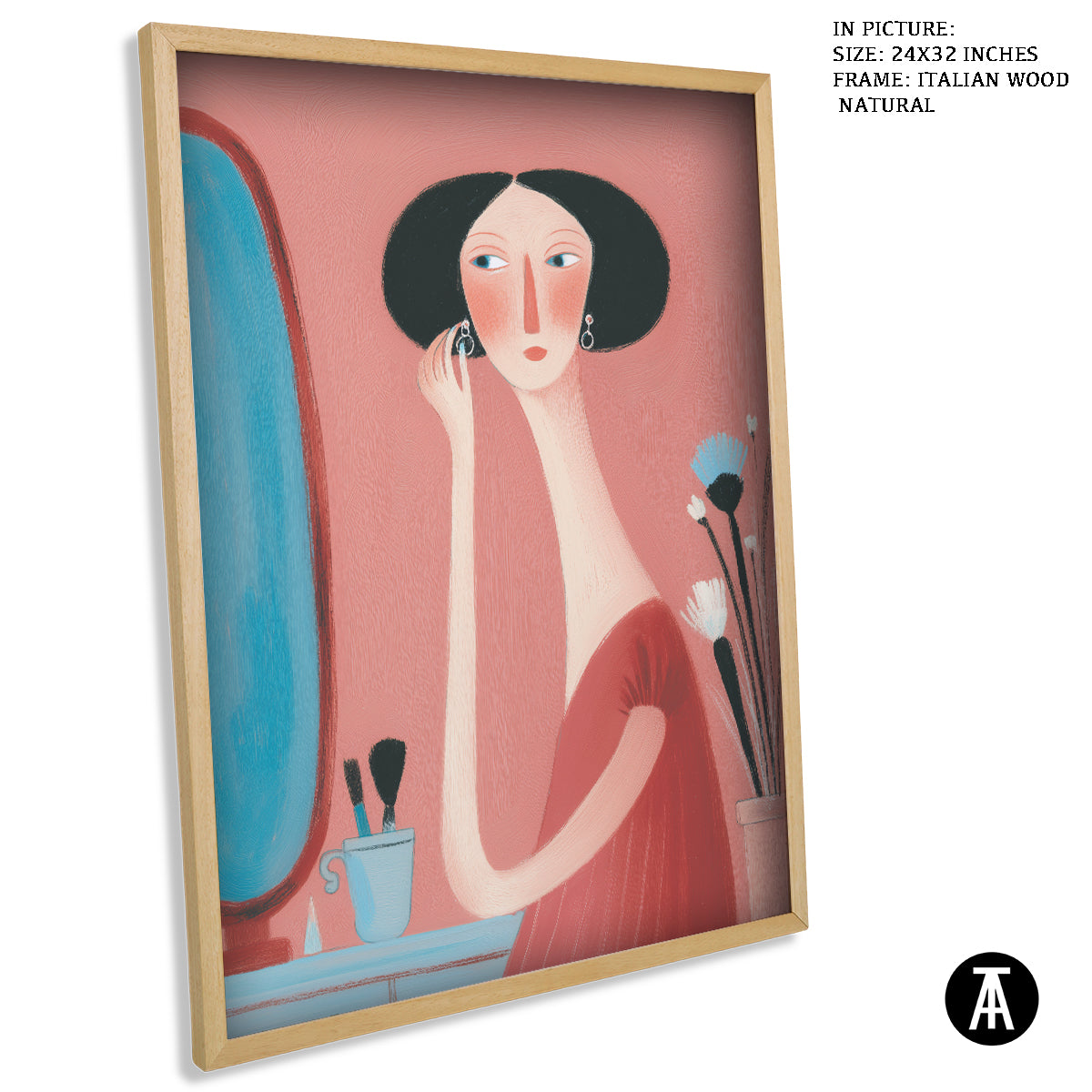 Artwork in Natural Wood Frame