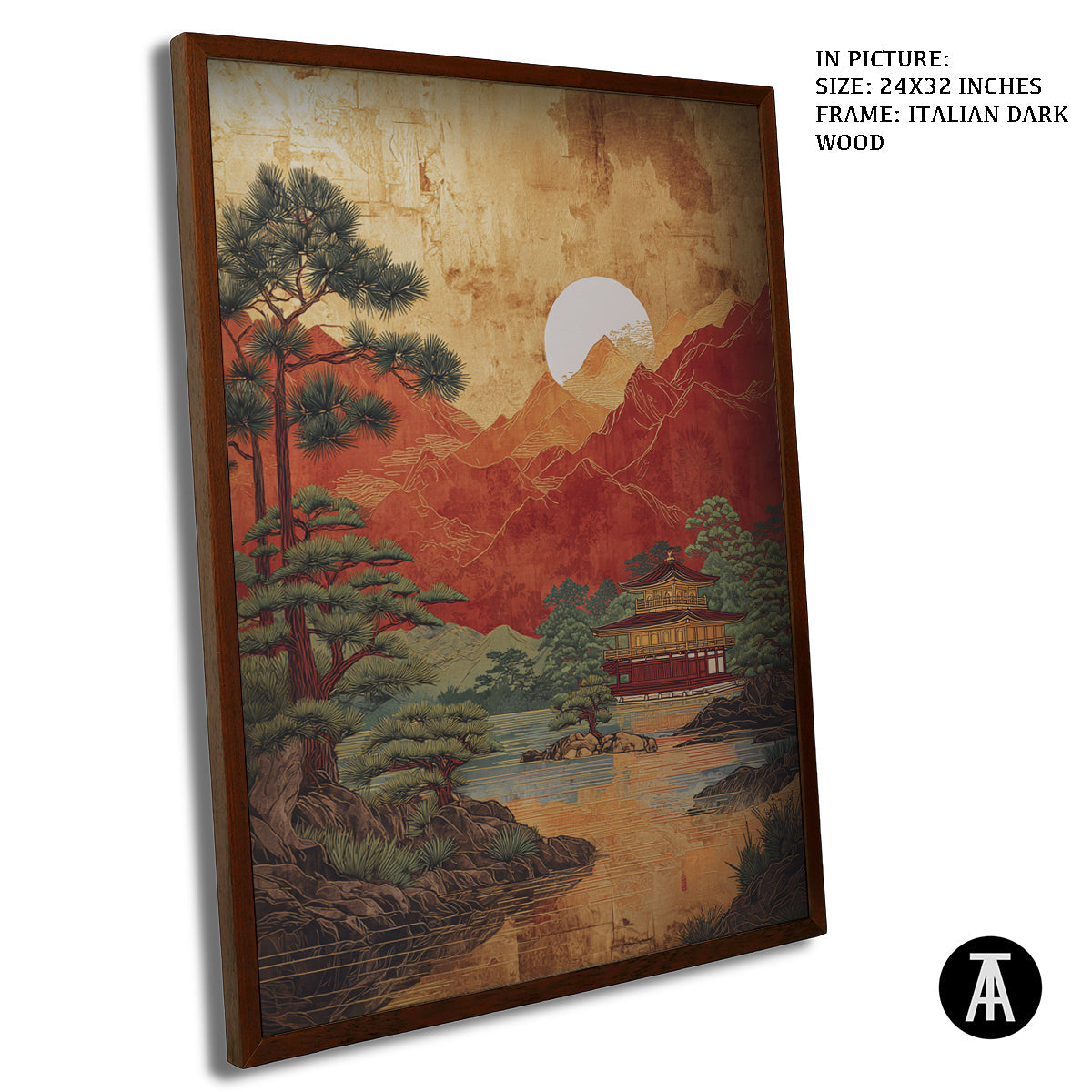 Artwork in Dark Wood Frame