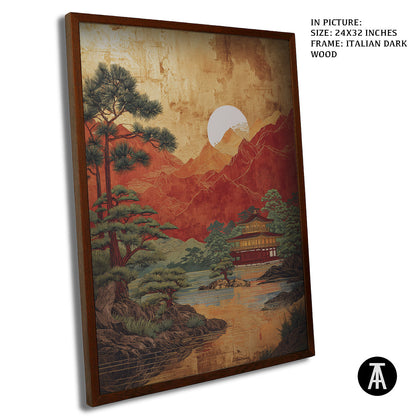 Artwork in Dark Wood Frame
