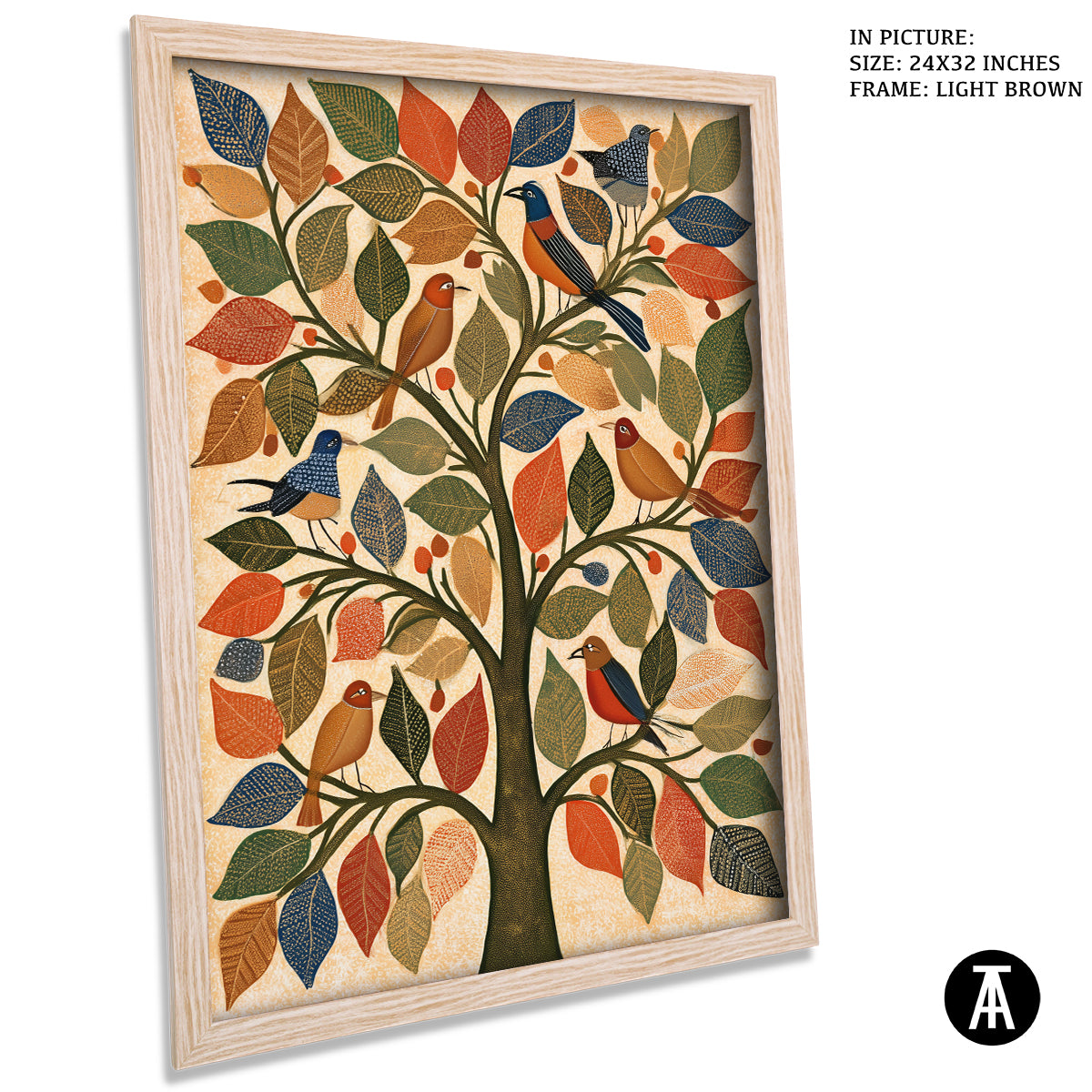 Artwork in Light Brown Frame