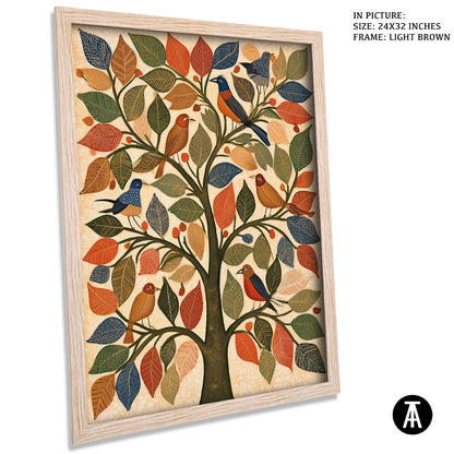 Artwork in Light Brown Frame