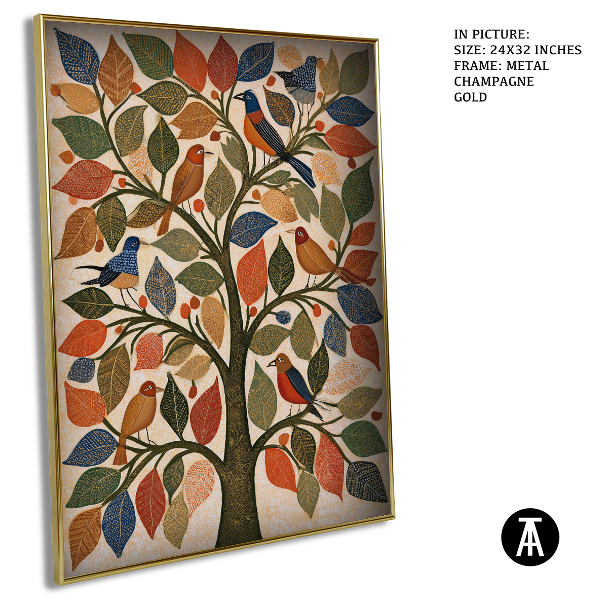 Artwork in Metal Champagne Gold Frame