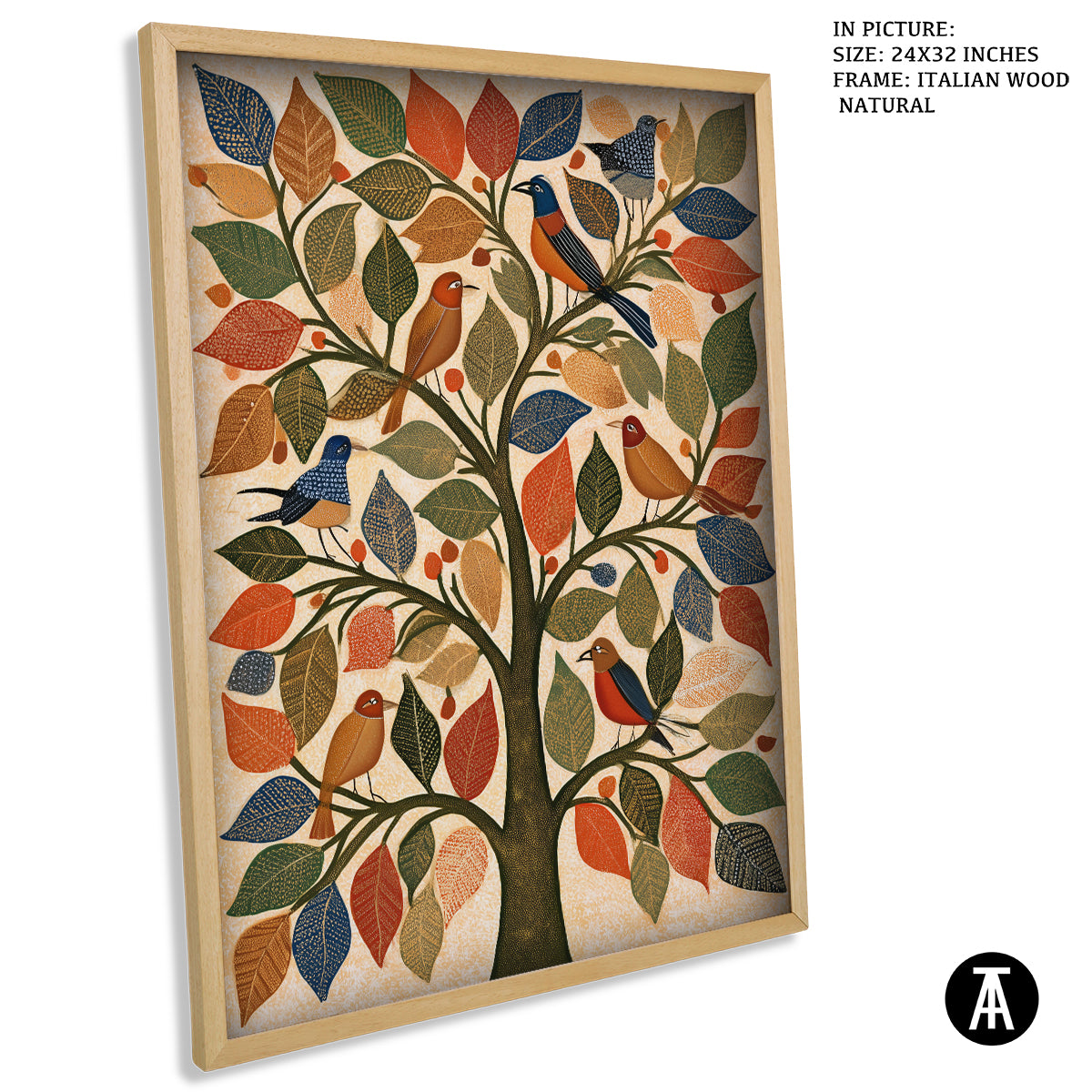 Artwork in Natural Wood Frame