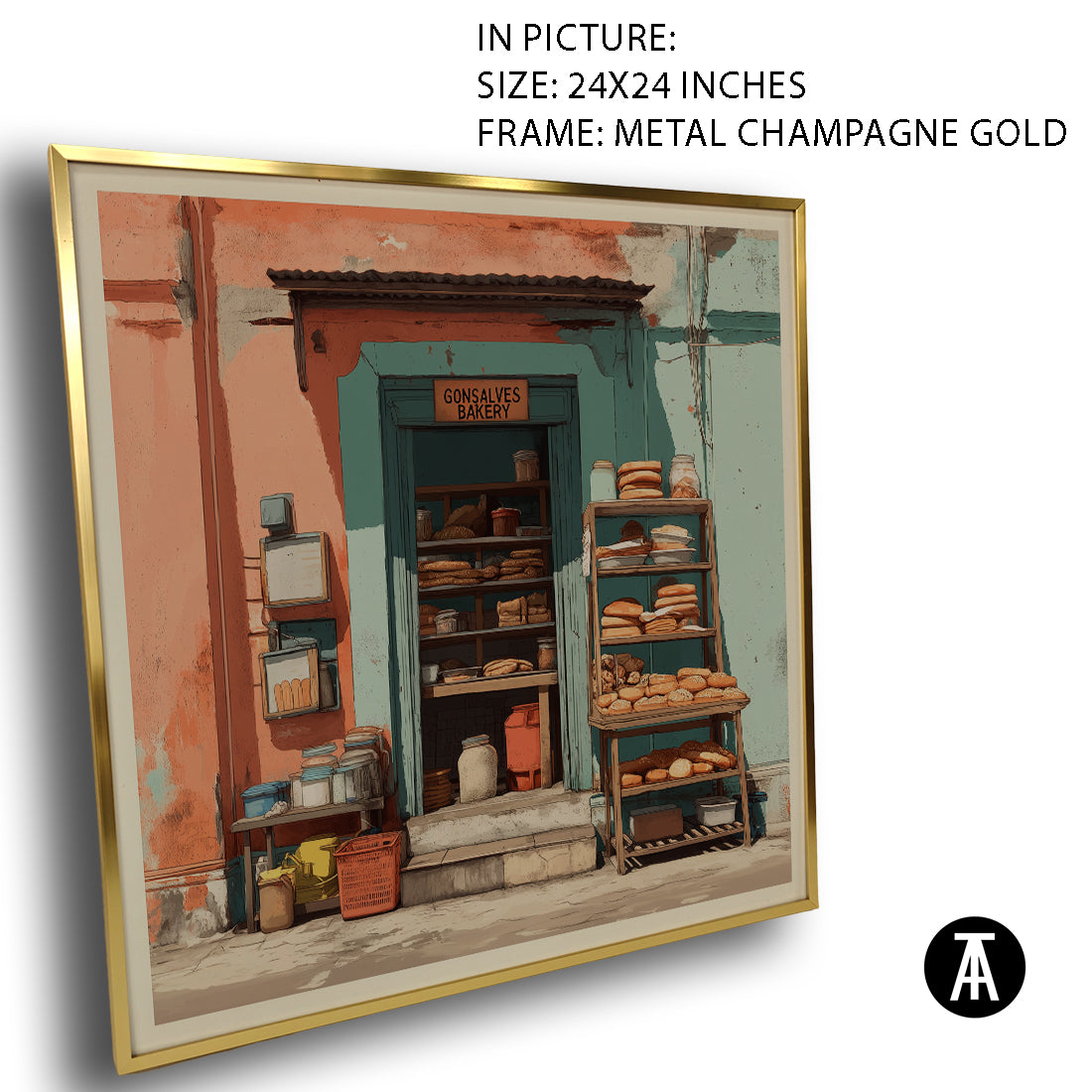 Artwork in Metal Champagne Gold Frame