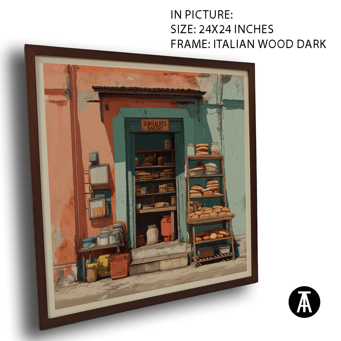 Artwork in Dark Wood Frame