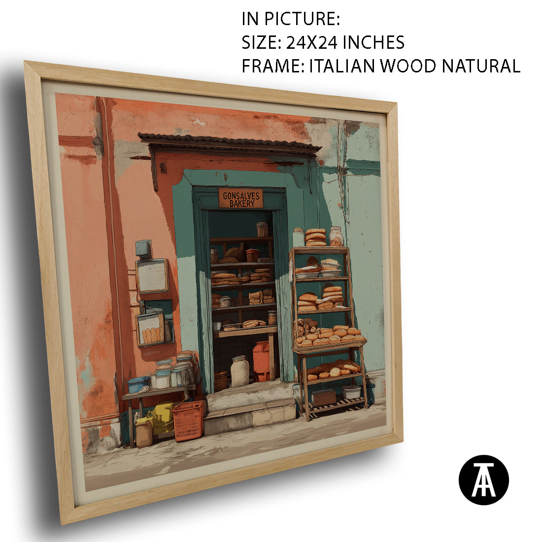 Artwork in Natural Wood Frame