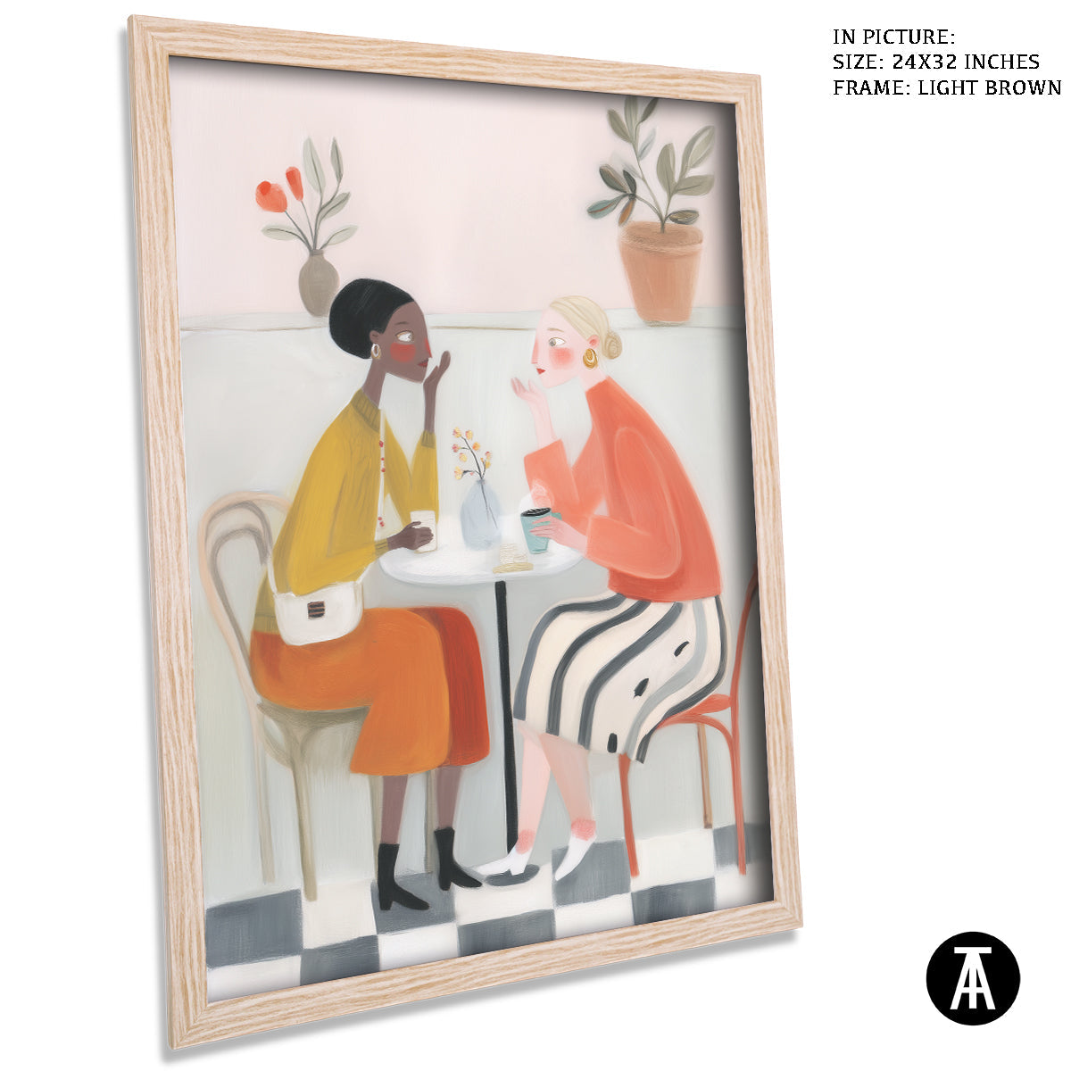 Artwork in Light Brown Frame