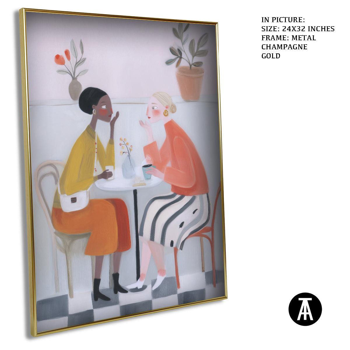 Artwork in Metal Champagne Gold Frame