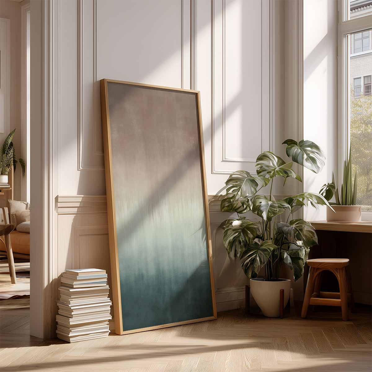 Panoramic Indian Painting in a Lifestyle Setting