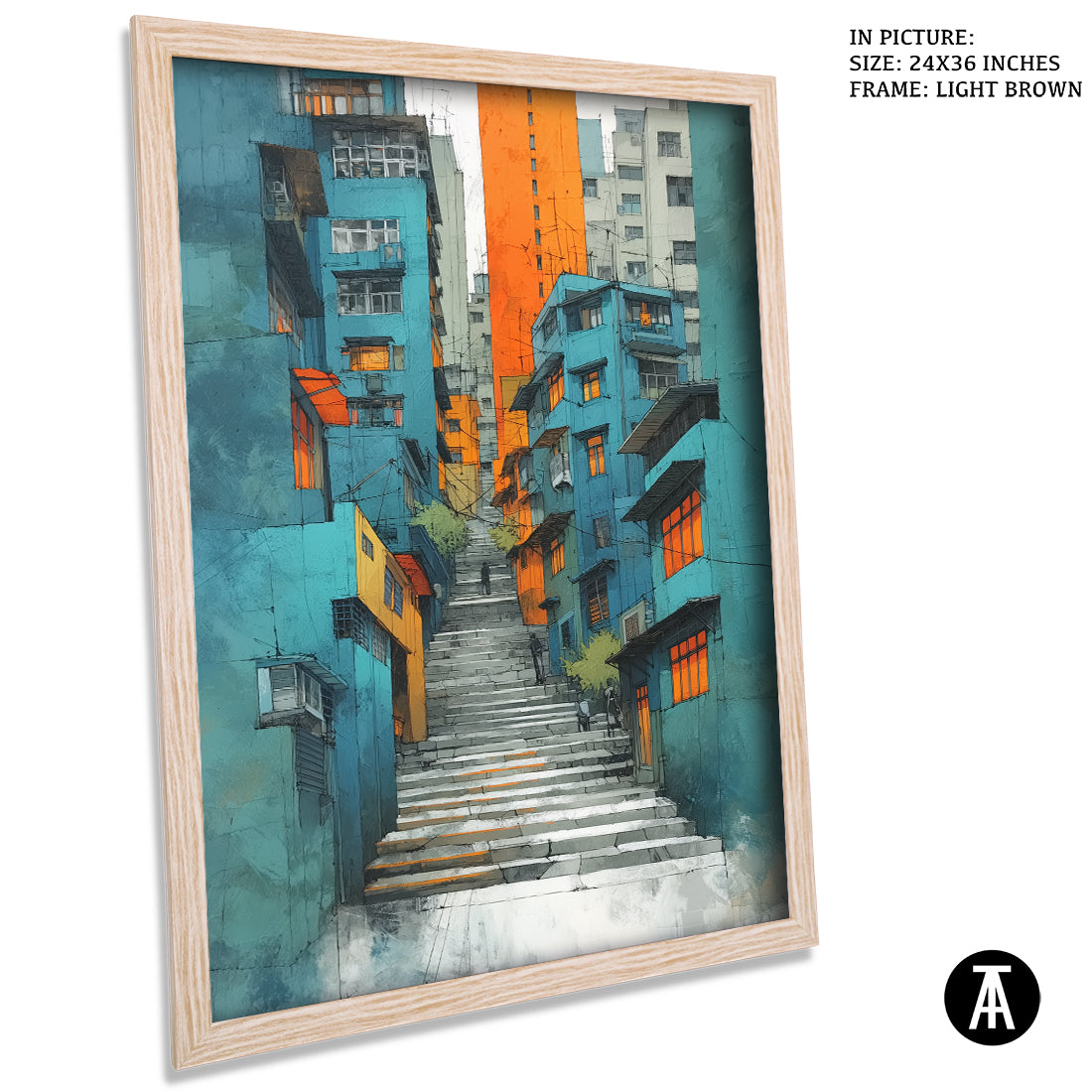Artwork in Light Brown Frame