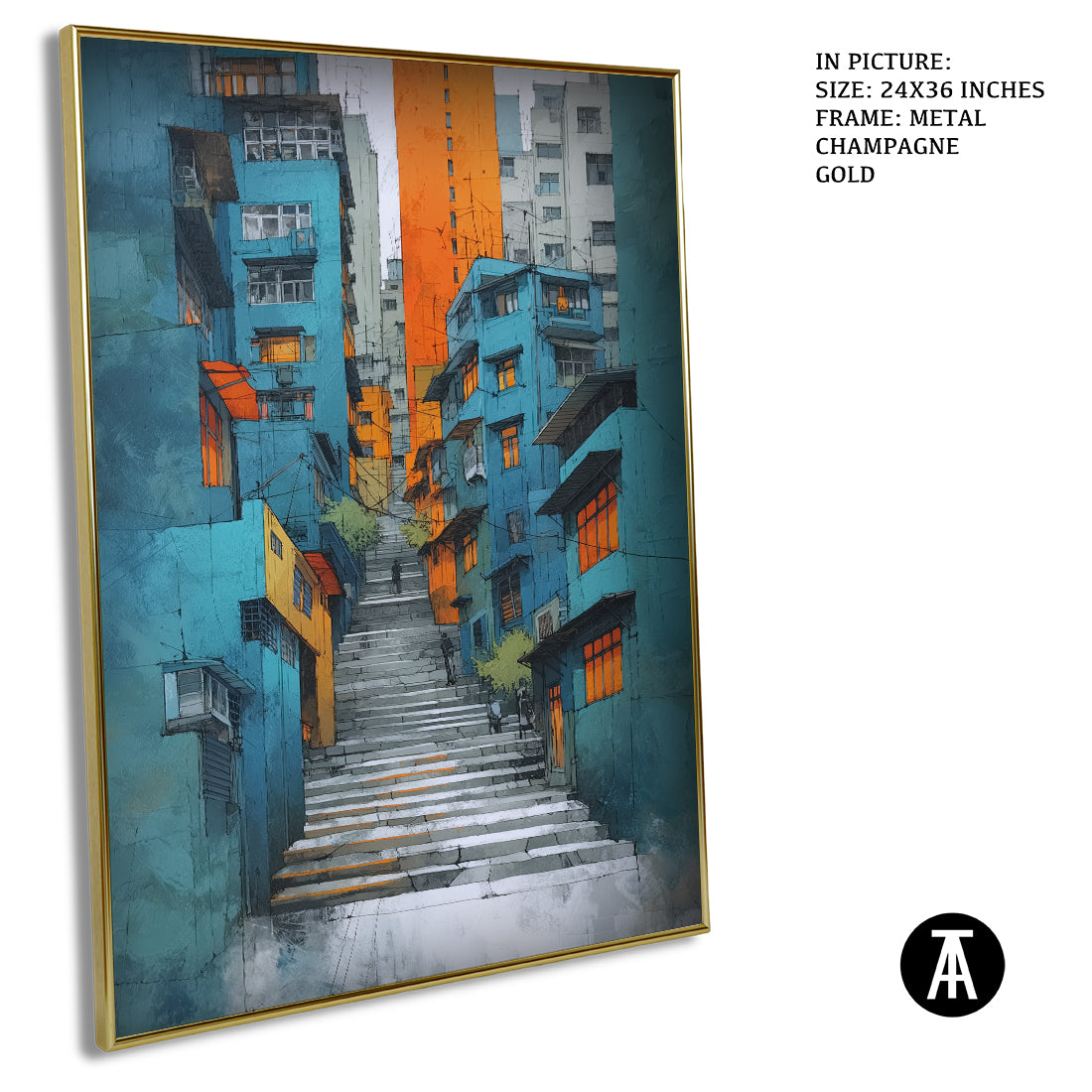 Artwork in Metal Champagne Gold Frame