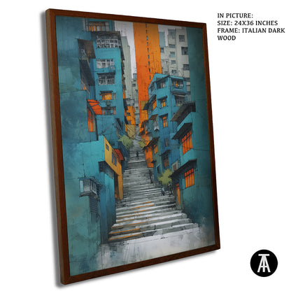 Artwork in Dark Wood Frame