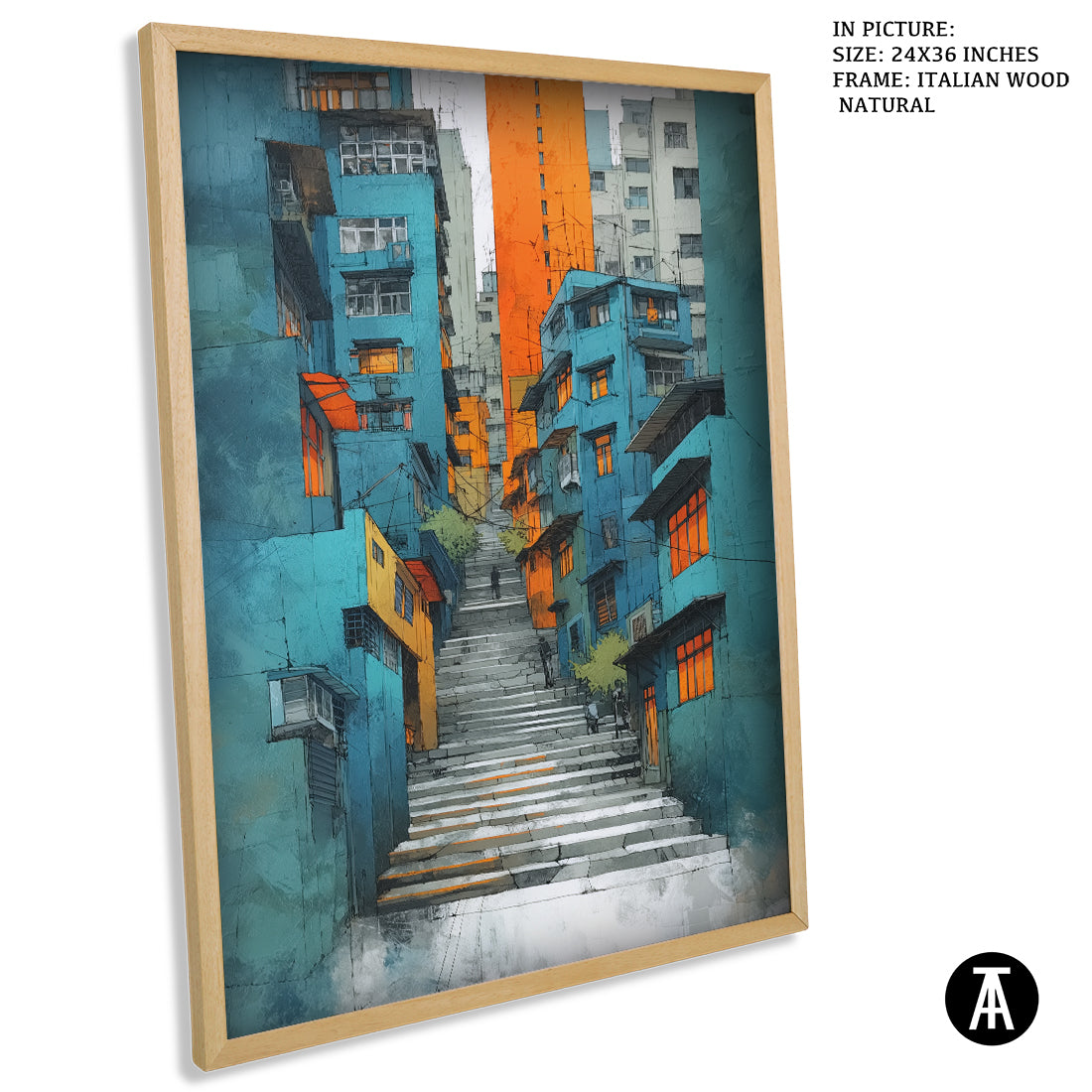 Artwork in Natural Wood Frame
