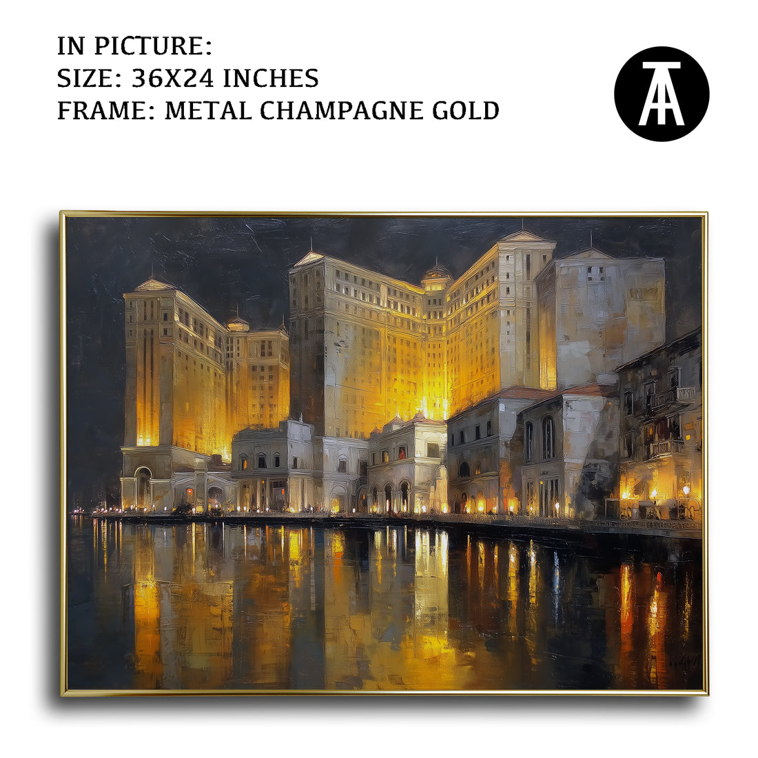 Artwork in Metal Champagne Gold Frame