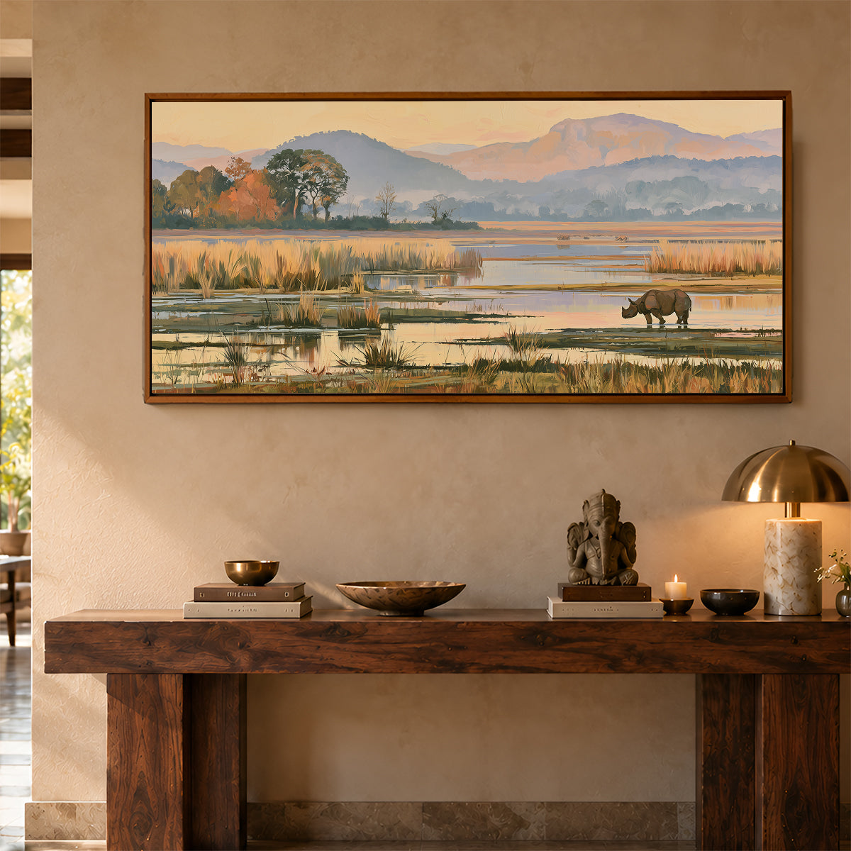 Panoramic Indian Painting in a Lifestyle Setting