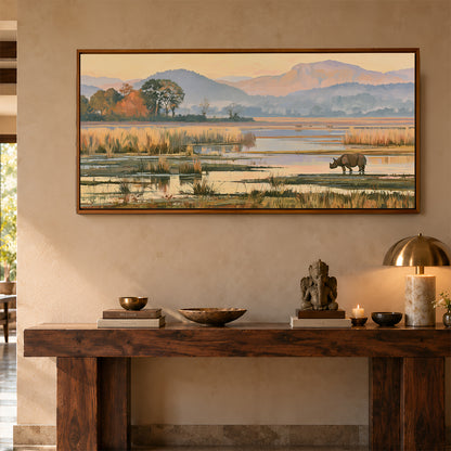 Panoramic Indian Painting in a Lifestyle Setting