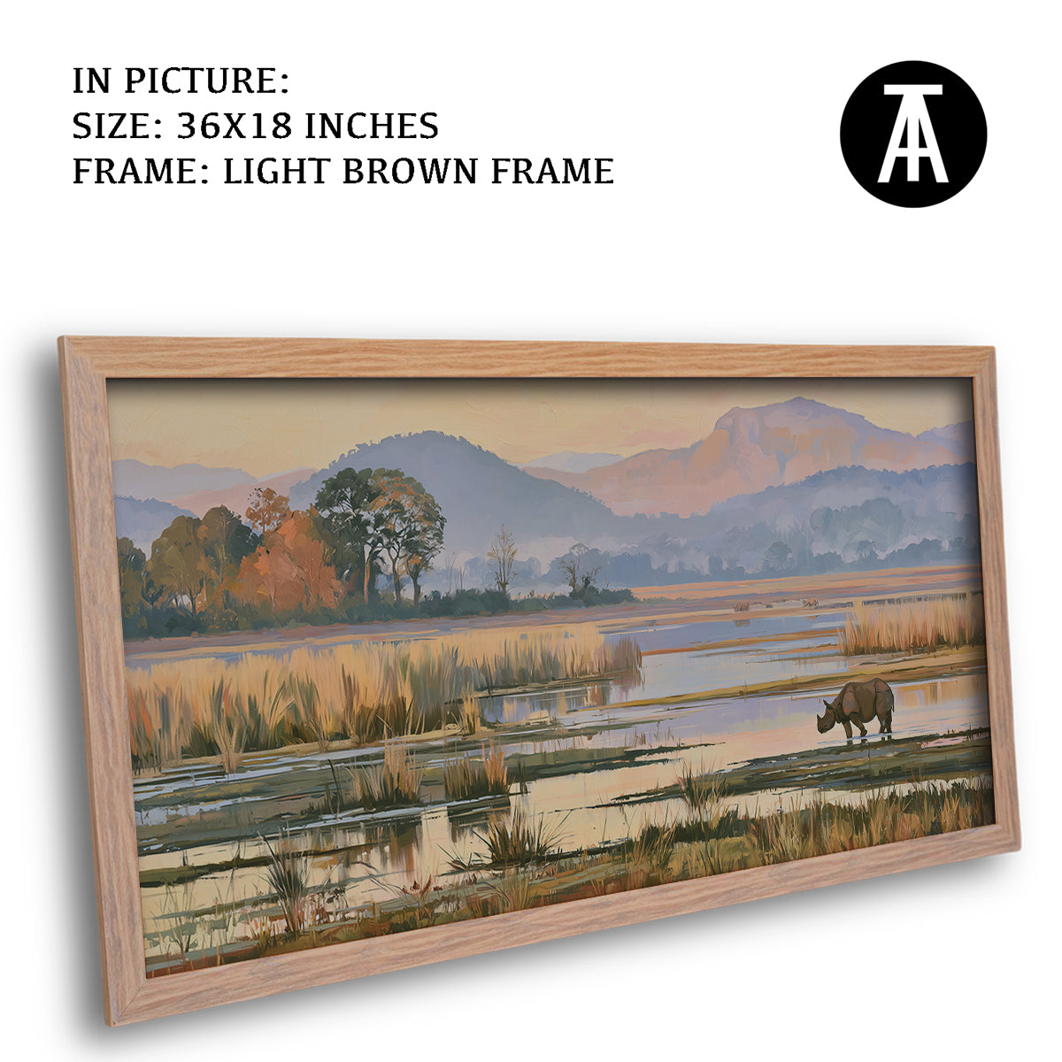 Artwork in Light Brown Frame