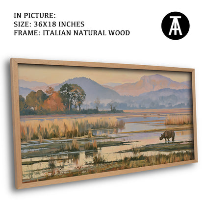 Artwork in Natural Wood Frame