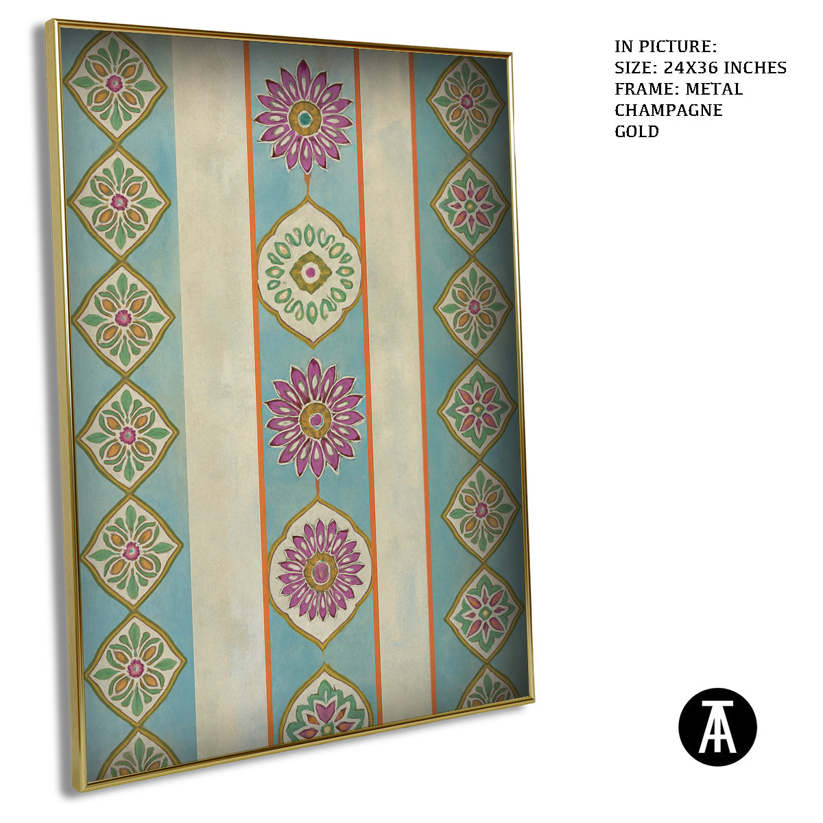 Artwork in Metal Champagne Gold Frame