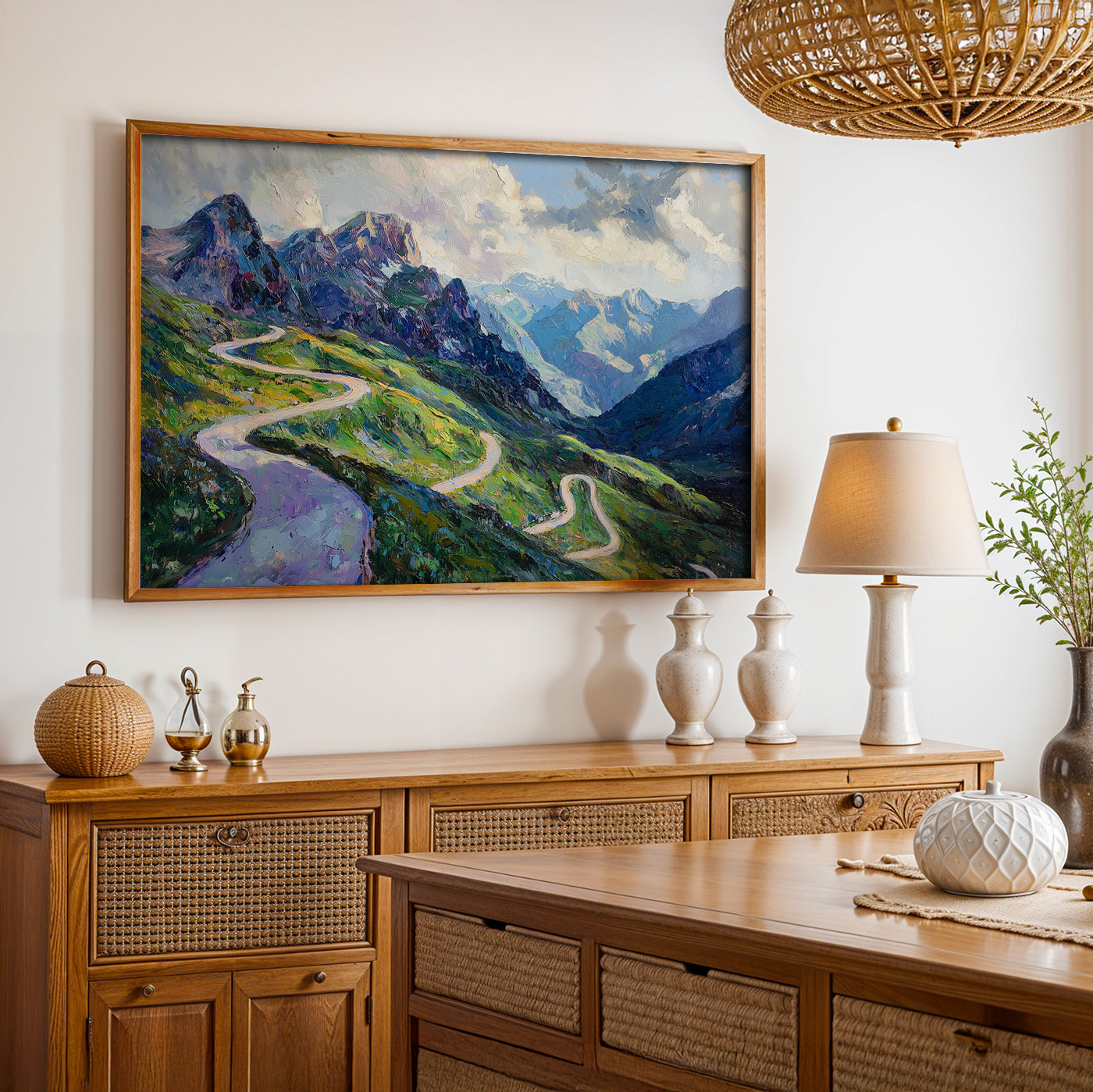 Swiss Alps Painting in a Lifestyle Setting