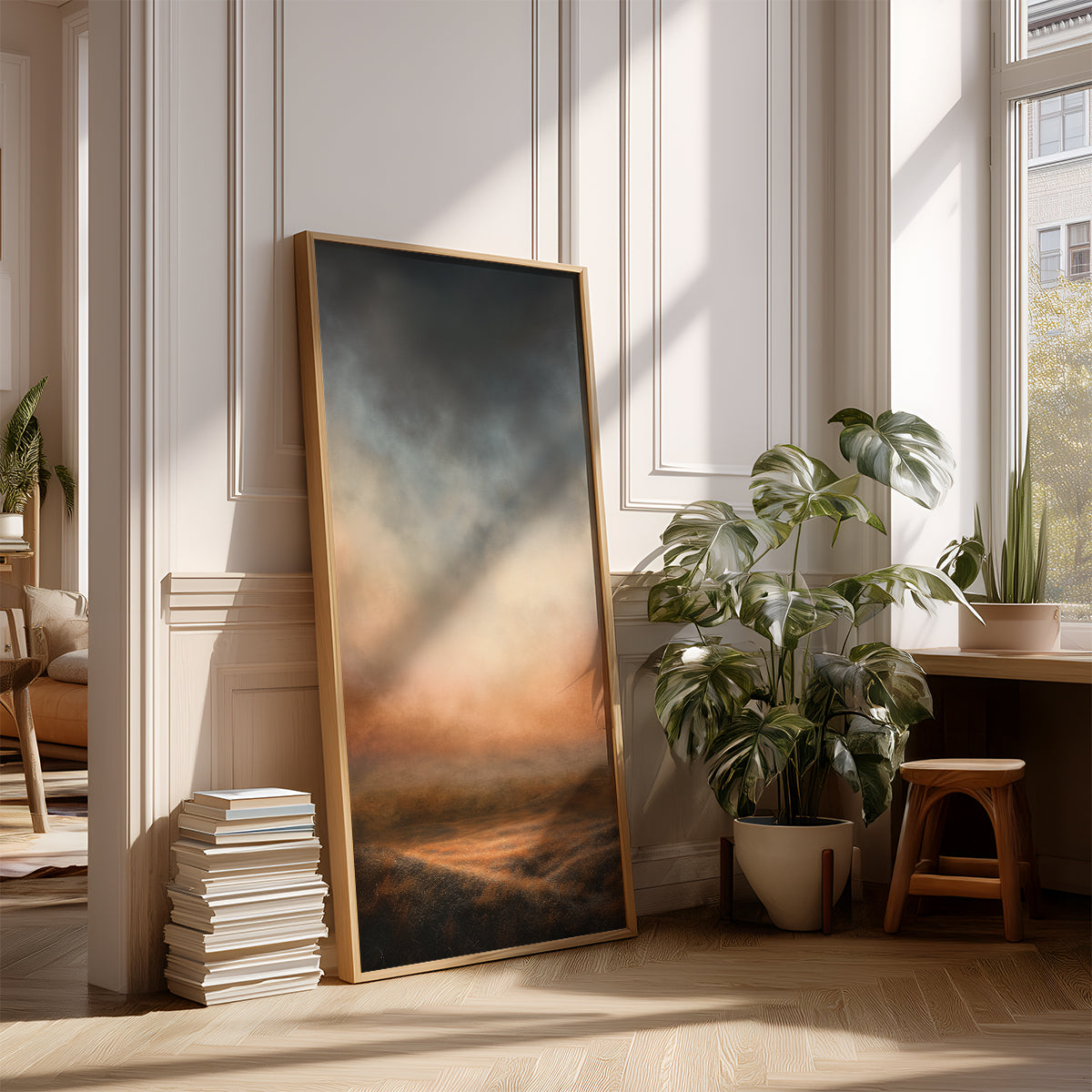 Panoramic Indian Painting in a Lifestyle Setting