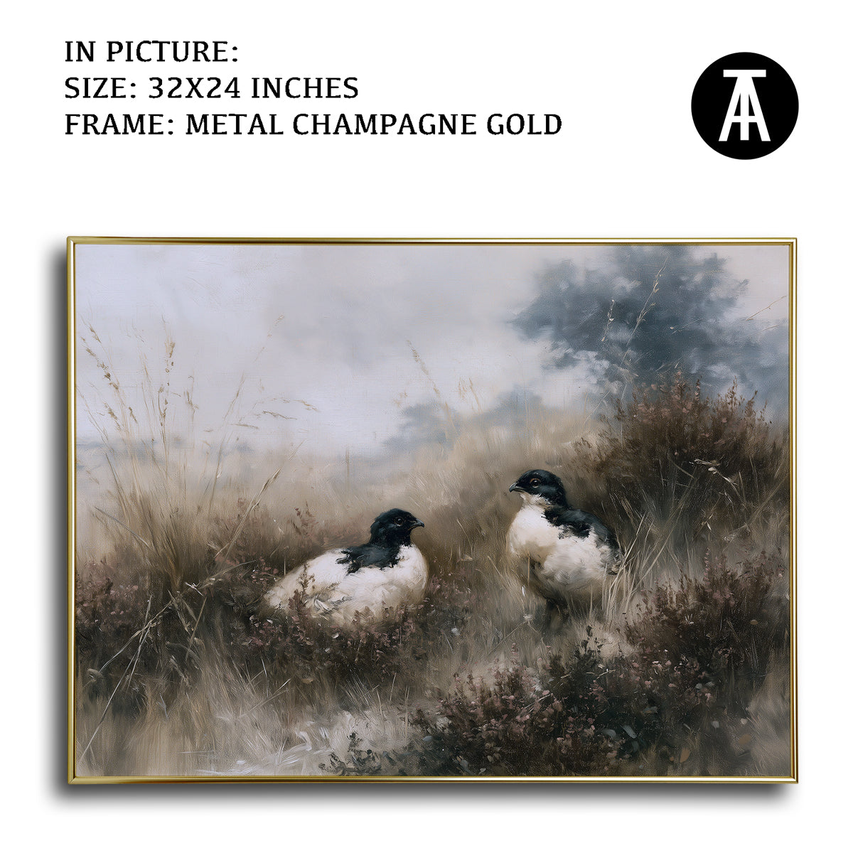 Artwork in Metal Champagne Gold Frame