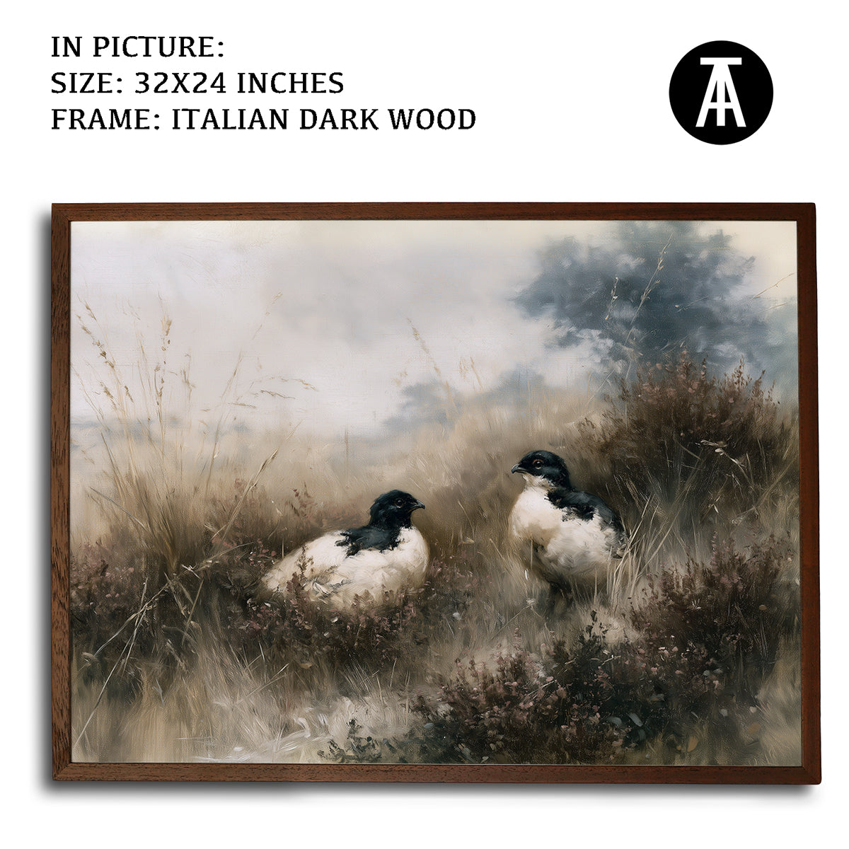 Artwork in Dark Wood Frame