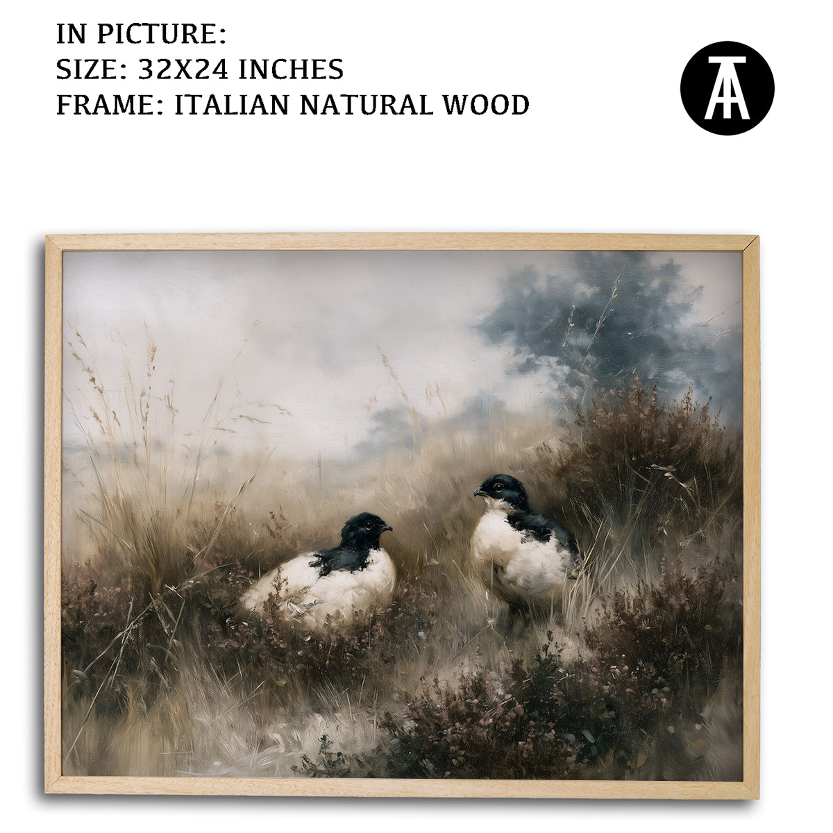 Artwork in Natural Wood Frame