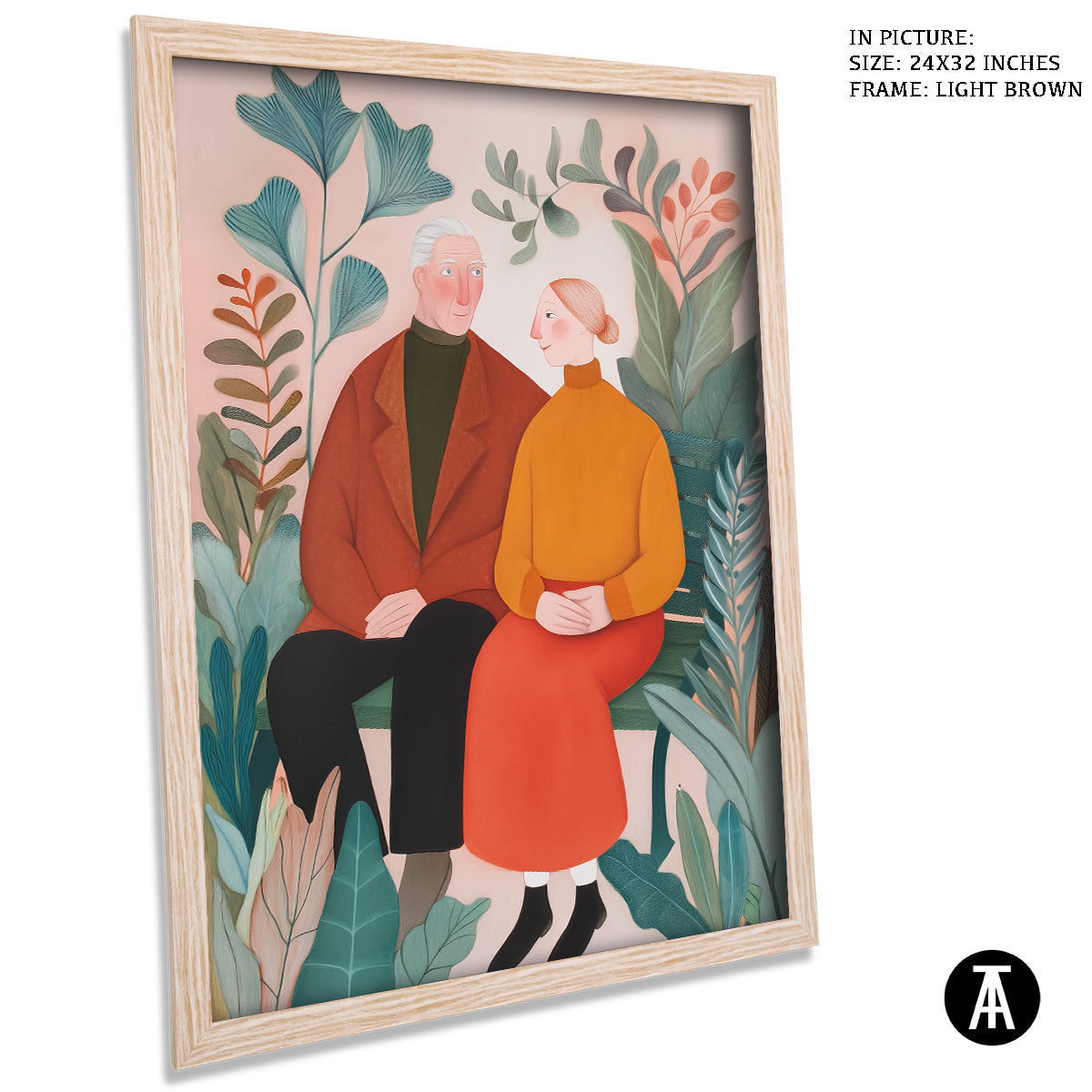 Artwork in Light Brown Frame