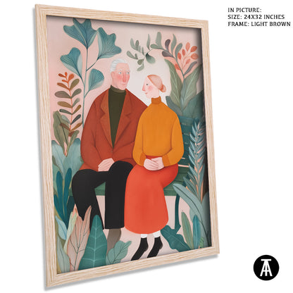 Artwork in Light Brown Frame