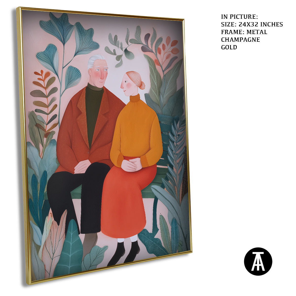 Artwork in Metal Champagne Gold Frame